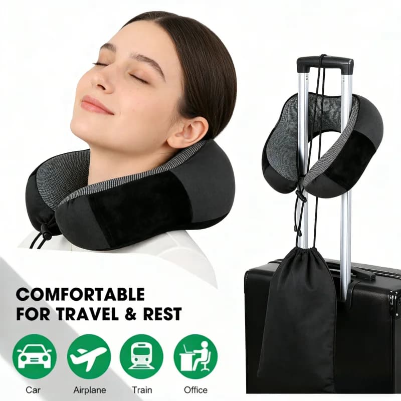 Cuscino da Viaggio per il Collo in Memory Foam a Forma di U, Supporto per il Collo Portatile e Regolabile, Cuscini Morbidi per il Riposo del Pranzo, Prodotti per la Salute