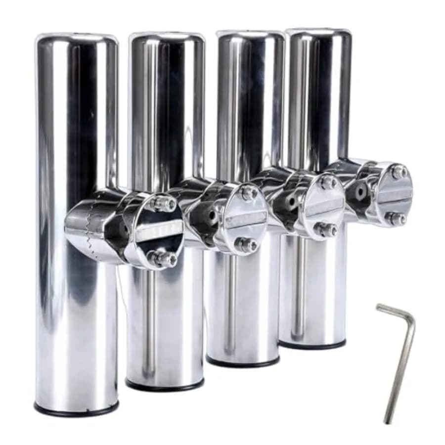 Portacanna da Pesca per Barca con Morsetto in Acciaio Inox per Ringhiere da 7/8'' a 1''