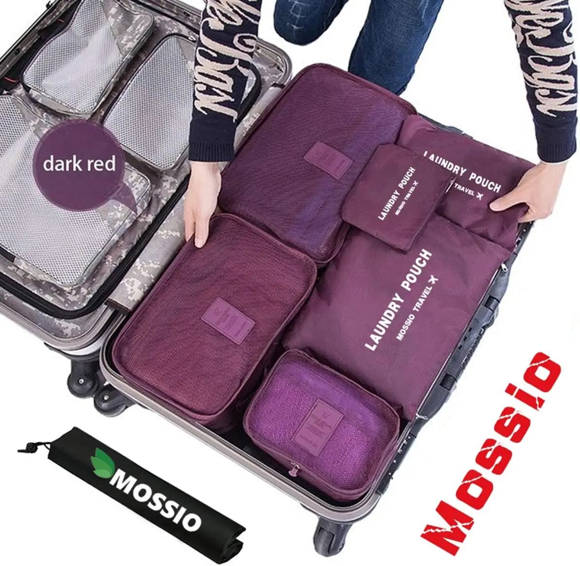 Set di 7 Cubi Organizzatori per Valigie con Borsa per Scarpe - Organizzatori da Viaggio Comprimibili per Bagagli