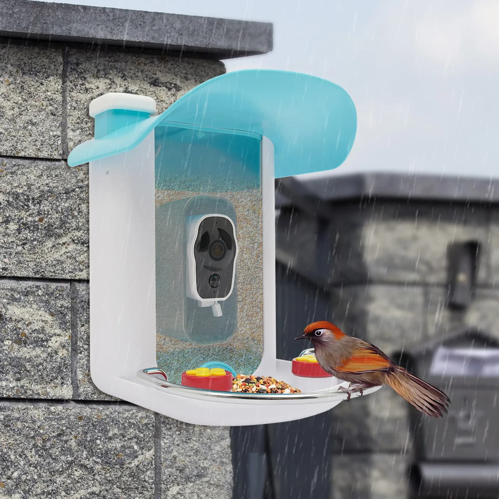 Mangiatoia Intelligente per Uccelli da 2,5L con Telecamera, Casetta per Uccelli da Esterno, Cattura Automatica degli Uccelli con Pannello Solare per Giardini, Parchi, Foreste
