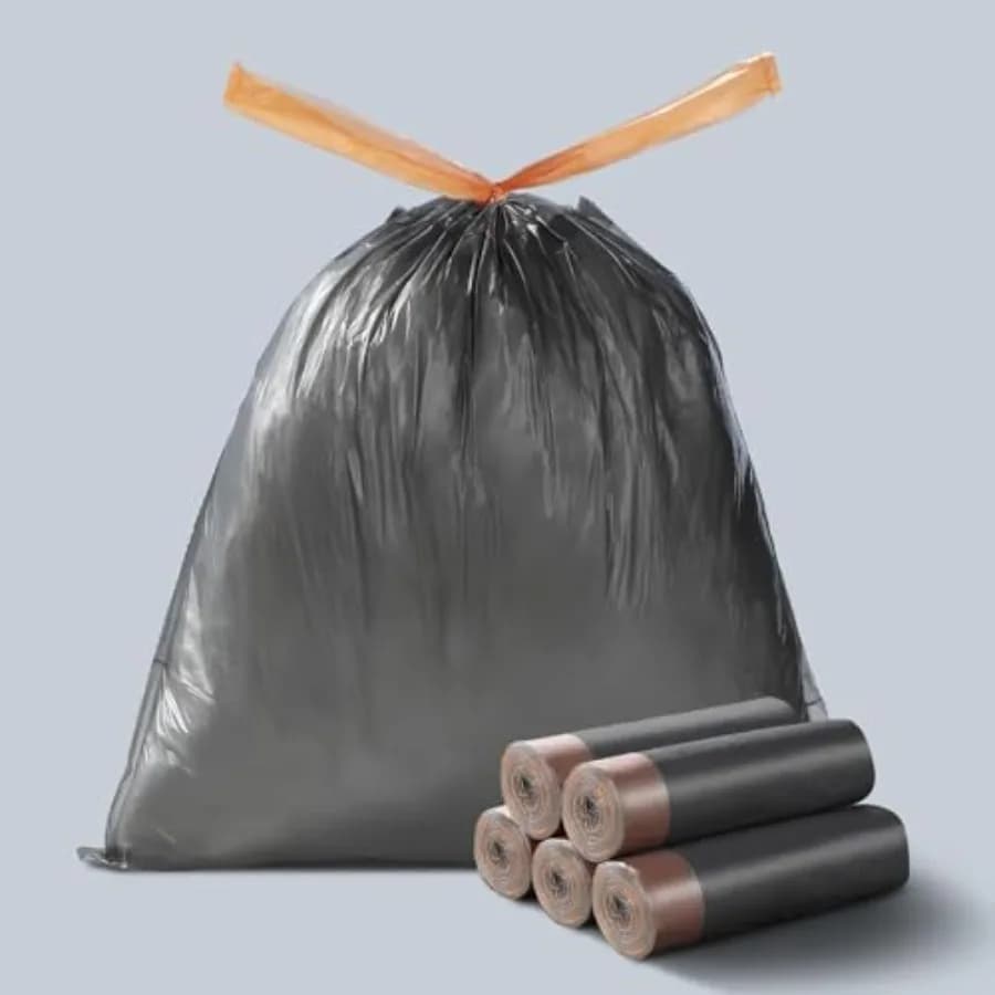 Small Trash Bags with Drawstring, -4 Bathroom Garbage Bags, 15 L Black Waste Basket Liners for Bedroom, Office, Pet and Diaper