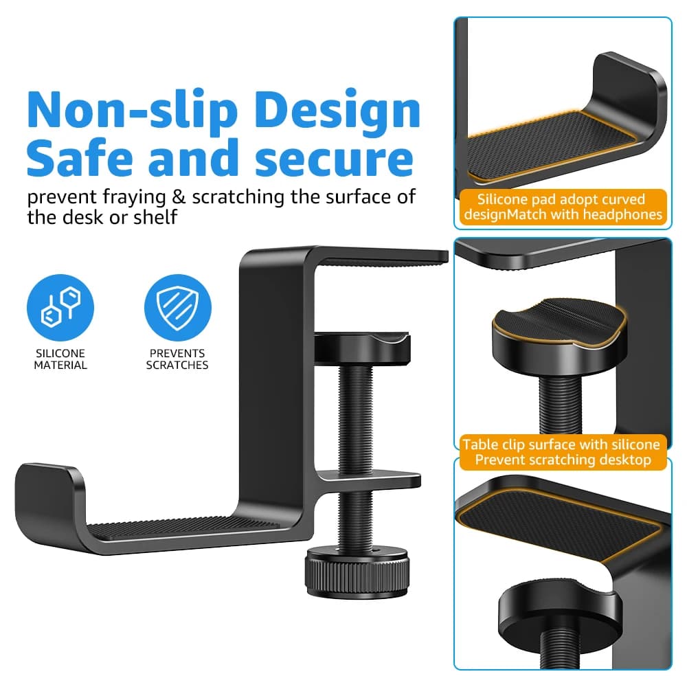 Multifunctional aluminum alloy headphone support for hanging portable table bag without punching