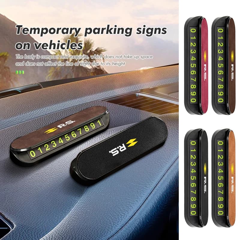 For Renault Car Phone Number Card Temporary Parking Card Plate Number RS Kadjar Captur Clio Megane 2 3 4 RS Koleos Logan