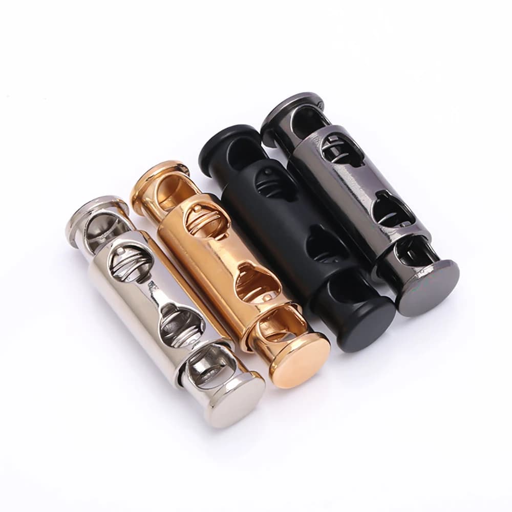 10Pcs Metal Double Hole Head Spring Buckle Cord Lock Elastic Adjustment Buckles Tightening Fasteners Locks Sewing Accessories