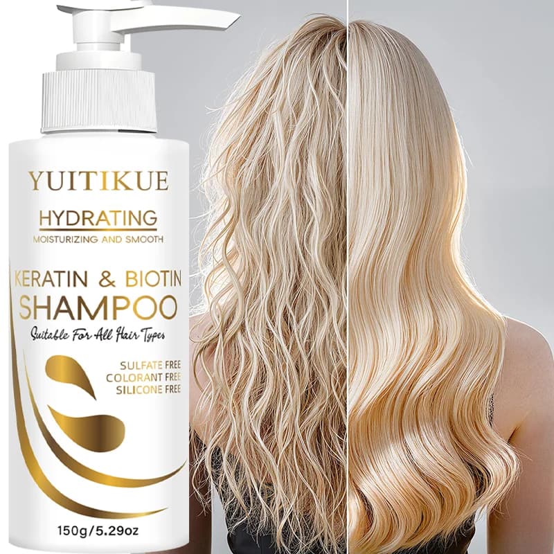 YUITIKUE Shampoo Idratante con Cheratina e Biotina | Formula Naturale Delicata, Cura Quotidiana dei Capelli 150g