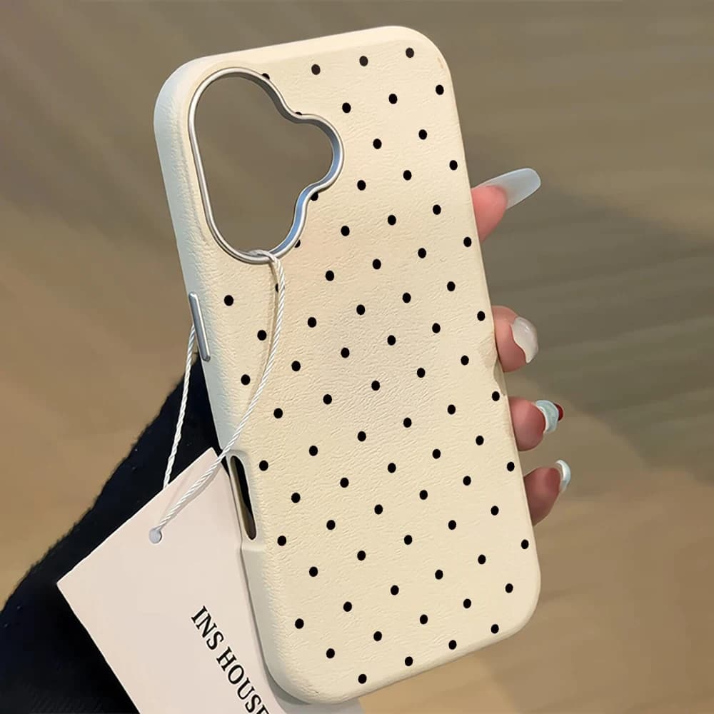 Korean INS Cute Polka Dot Phone Case For iPhone 16 15 17 14 13 12 11 Pro Max Plus Shockproof Silicone Soft Luxury Fashion Cover