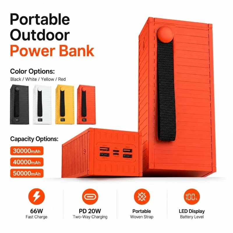 50000mAh Power Bank 66W Fast Charging PD 20W USB-C LED Display Portable Charger for Camping Outdoor Travel Phones Power Banks