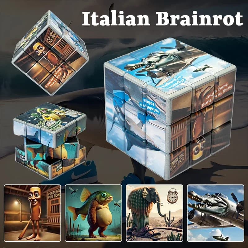 Cervello italiano Bambini Cartoon Cubi magici Tung Sahur Puzzle classici Giocattolo Divertente Meme Bambini Regalo di compleanno Giocattoli 2025