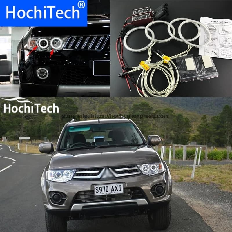 Car Styling 4pcs White Headlight Halo Rings CCFL Angel Eyes Light Kit DRL for Mitsubishi Challenger Montero Sport 2008-2016