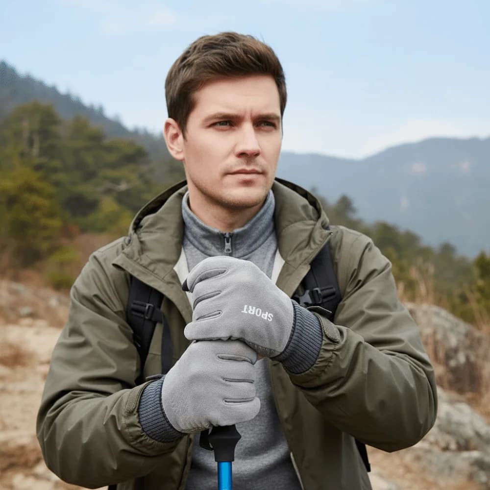Guanti touchscreen in finta pelle scamosciata tinta unita caldi da uomo infradito guanti addensati antivento con dita intere autunno inverno