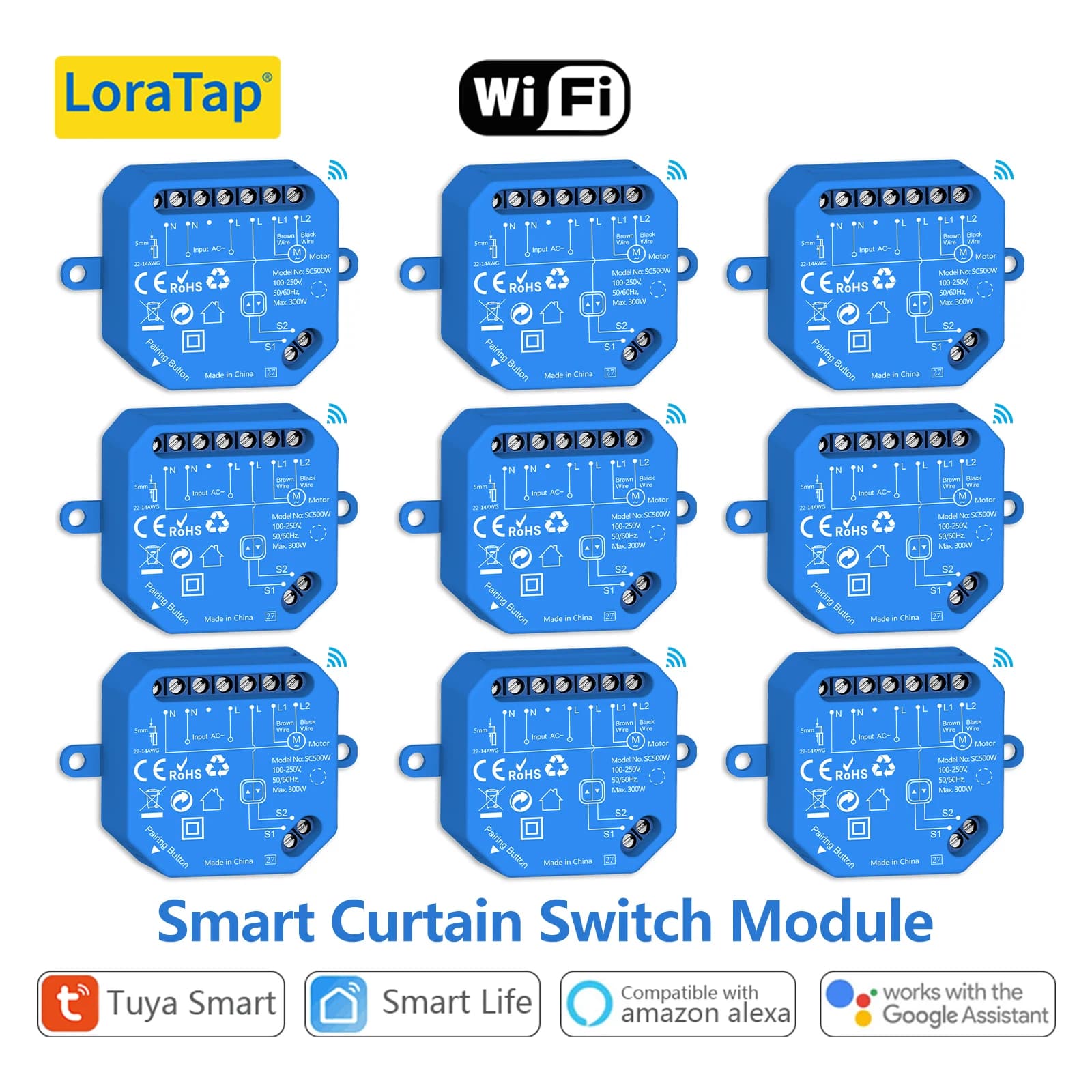 LoraTap Tuya Smart Tent Switch Tubular Motor Percentage Remote Voice Control of Google Home Alexa