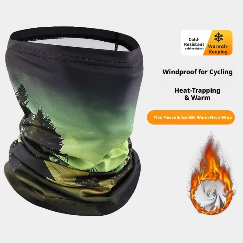 Men's winter fleece-lined cycling windproof face mask, cold-proof neck protector, women's thin thickened warm scarf