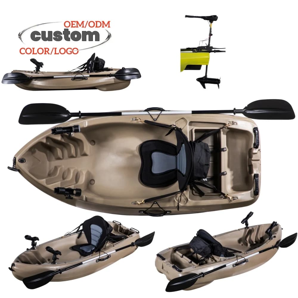 Kayak da Pesca Monoposto in PE da 2M, Canotto con Pagaia per Giochi d'Acqua e Fiumi, Materiale LLDPE, Kayak Singolo