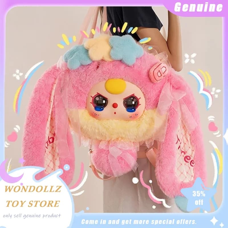 New Baby Three Fairy Tale Big Head Backpack Series Blind Box Kawaii Vinyl Plush Doll Large Capacity Backpack Shoulder Bag Gift