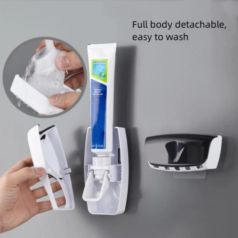 Set porta spazzolini e dentifricio da parete con dispenser automatico e bicchiere