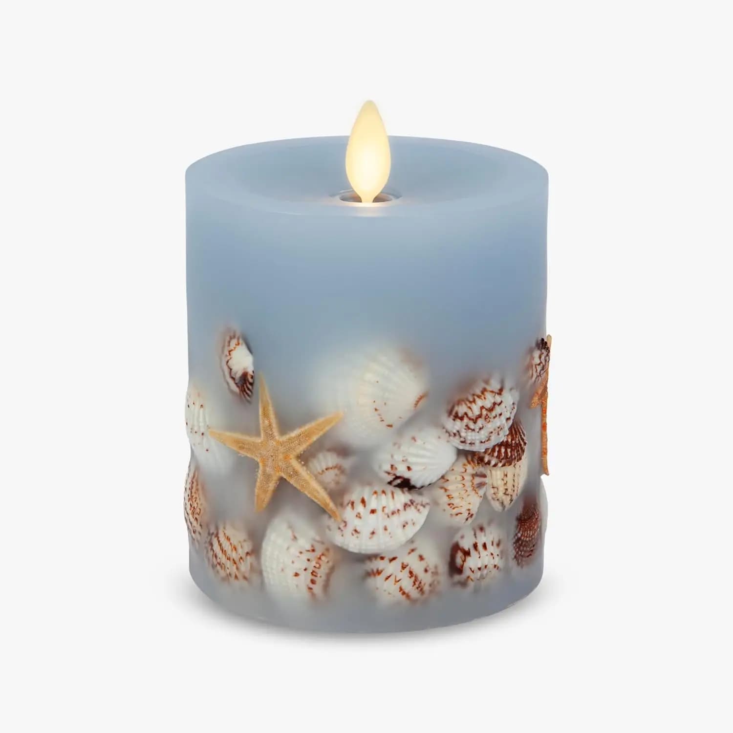 Flameless LED Candle with Smooth Flame Effect, Shell Design and Stella Marina, in Vera Cera Inodore (11.4 cm)