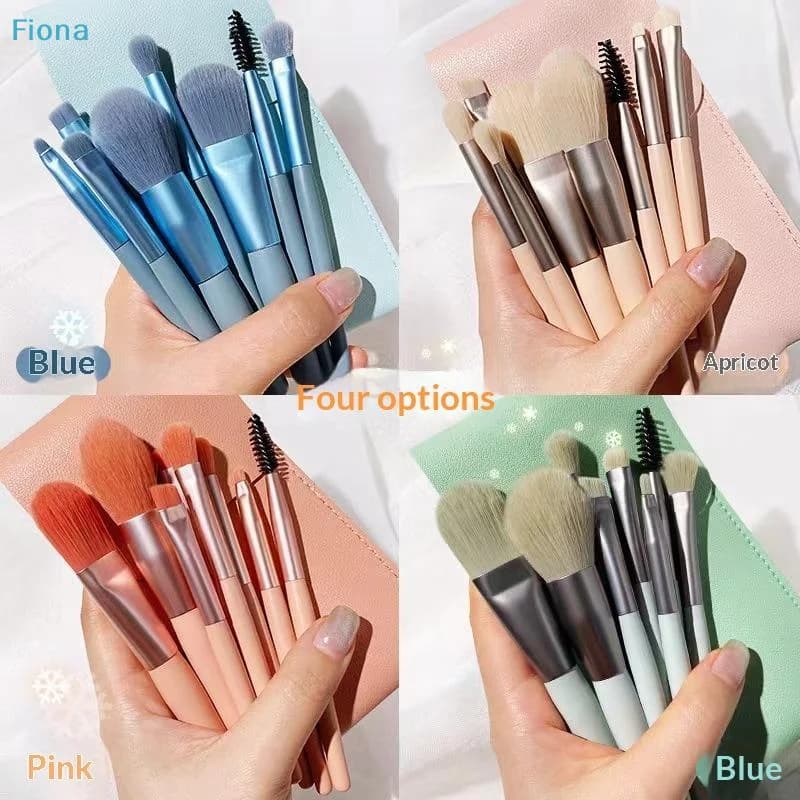 ✔ Set di pennelli per trucco color macaron da 8 pezzi, mini pennelli cosmetici portatili con custodia da viaggio per fondotinta, ombretto e sopracciglia