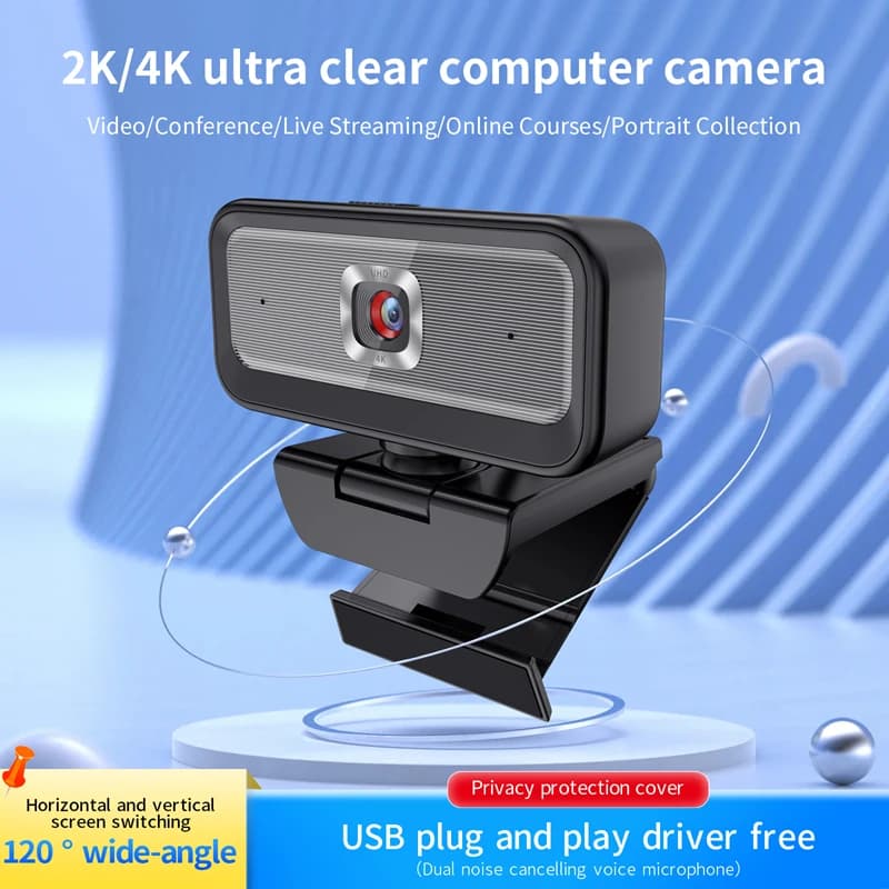 Webcam 2K Full HD 4K Web Camera Messa a fuoco automatica con microfono Web Cam USB per PC Computer Mac Laptop Desktop YouTube Webcamera