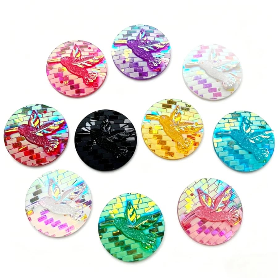 10 pieces of 25mm peace dove totem circular rhinestone scrapbook, suitable for DIY decoration of jewelry earrings production