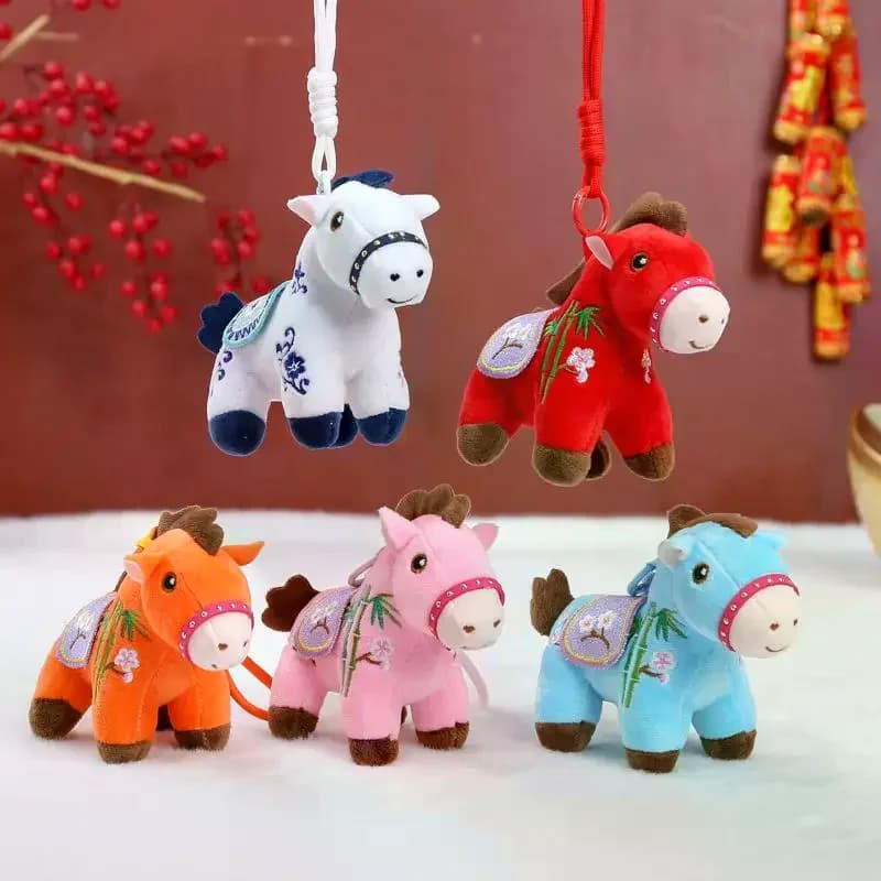 1 pz 12/20 cm kawaii realistico animale simulazione bambola di pezza ciondolo borsa carino mini cavallo portachiavi peluche decorazione fai da te