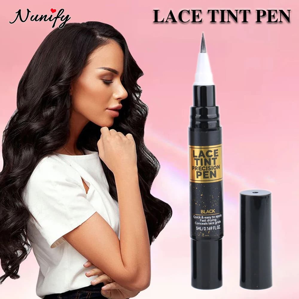 Nunify Precision pen for lace dye with brush applicator to hide lace grills Lace colored lace pen fast drying for wigs Natural mixes