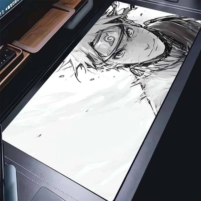 Gaming Mouse Pad PC Black And White Rubber Desk Mouse Mat Japan Anime Naruto Uzumaki Mousepad Laptop Gamer Cabinet Keyboard Pad