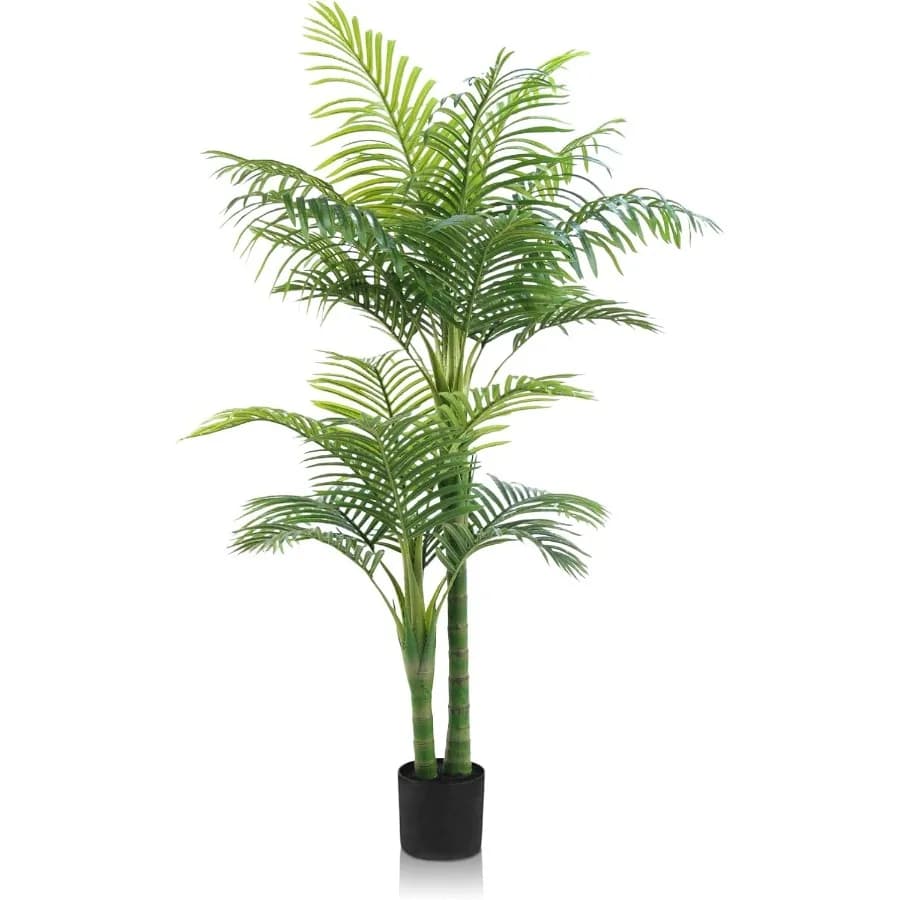 5 foot artificial palm fake brown palm UV-resistant tropical palm Fake plant for interior with weighted vase for living room H