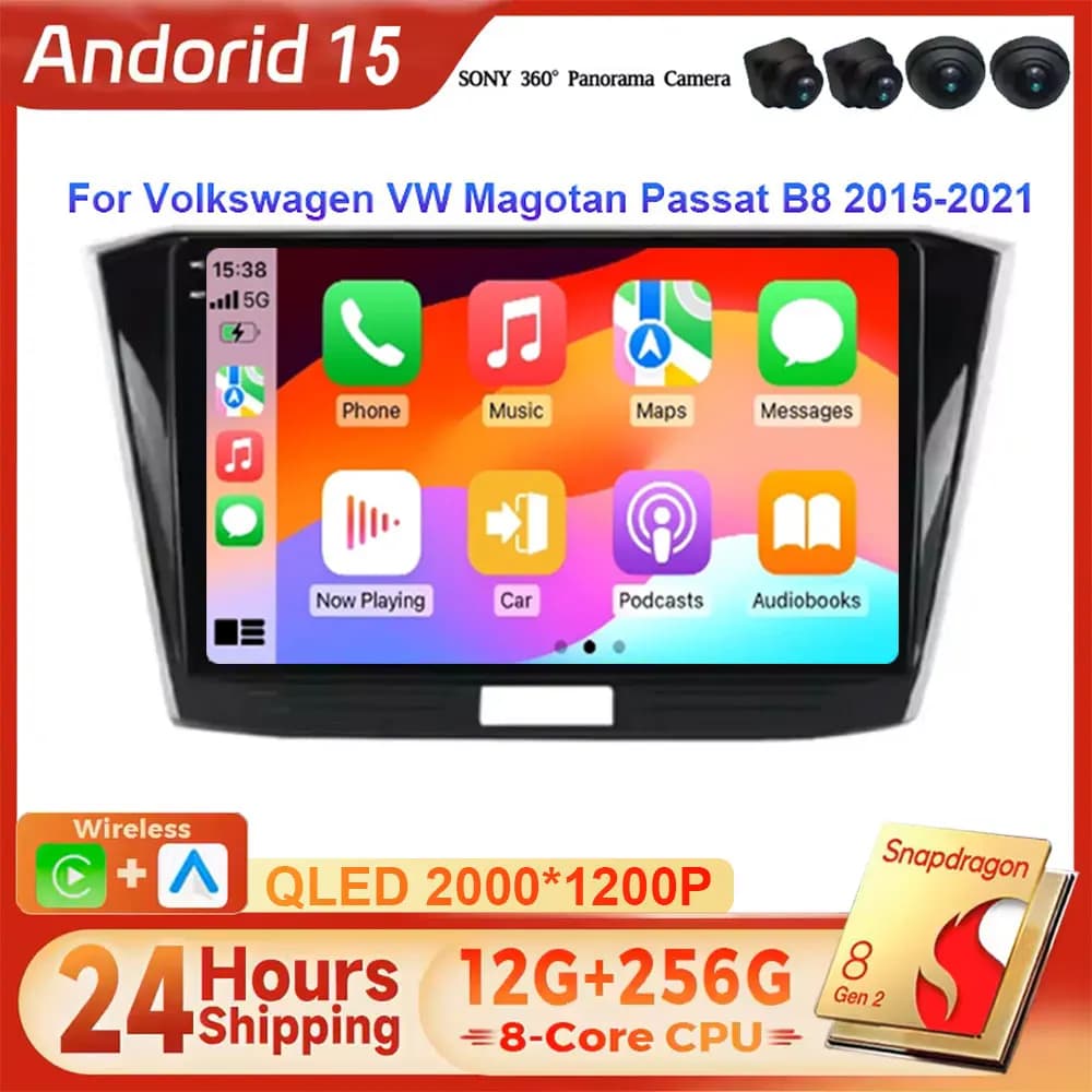 Per Volkswagen VW Magotan Passat B8 2015-2021 Android 15 Carplay Auto 2K Schermo Autoradio Lettore Multimediale WIFI + 4G Stereo 4G