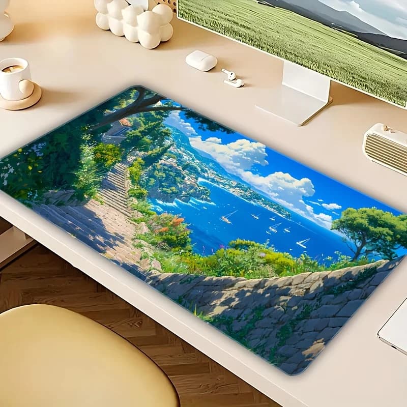 Tappetino per mouse da gaming di grandi dimensioni, superficie in tessuto testurizzato, base in gomma naturale antiscivolo, ideale per PC, laptop, tastiera, postazione di lavoro, tappetino da scrivania ideale per