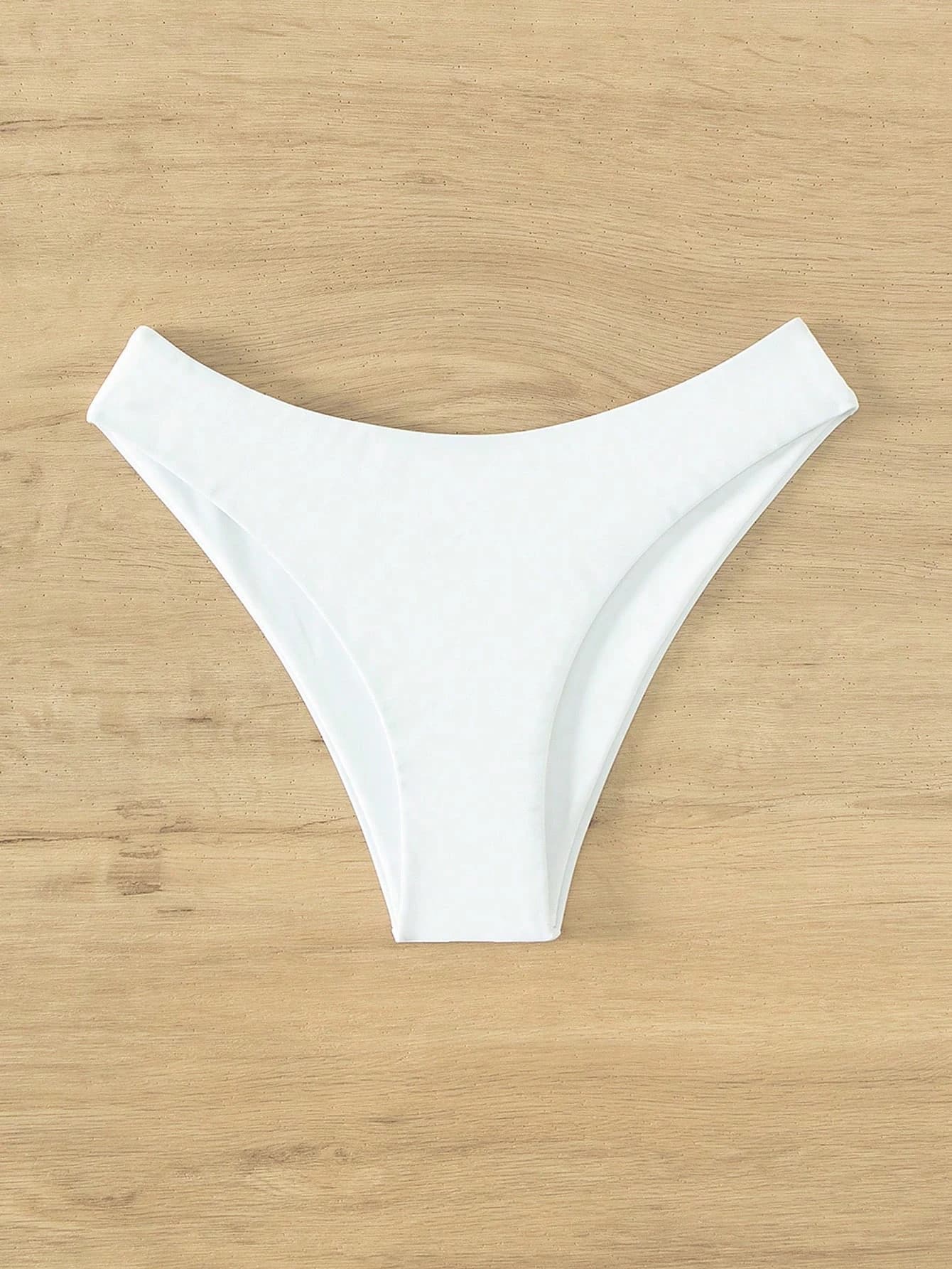 Estate Nuovo 2025 Fondo bikini tinta unita Fondo costume da bagno bianco Pezzo singolo