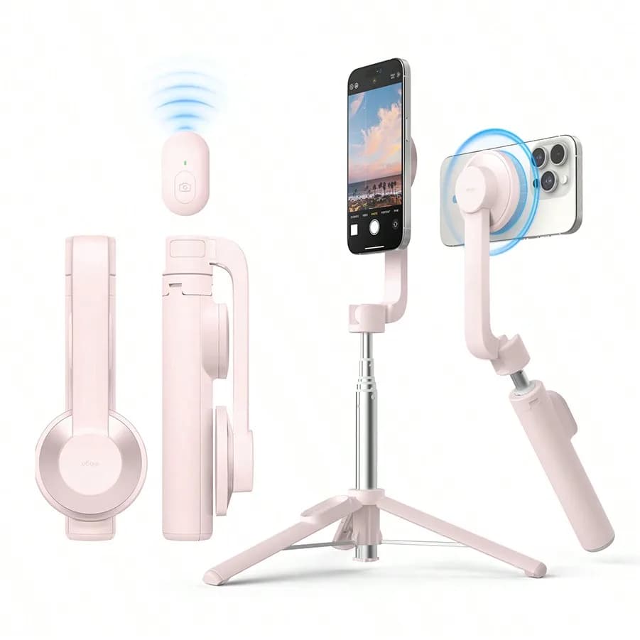 Magnetic Selfie Stick Tripod With MagSafe For Phone And Galaxy, Detachable Wireless Remote Control , Phone Tripod, For Live Streaming & Video Recording Perfect For Photography, Makeup, Group Selfies, Strong Magnetism, Lightweight, Bluetooth Remote, Extend