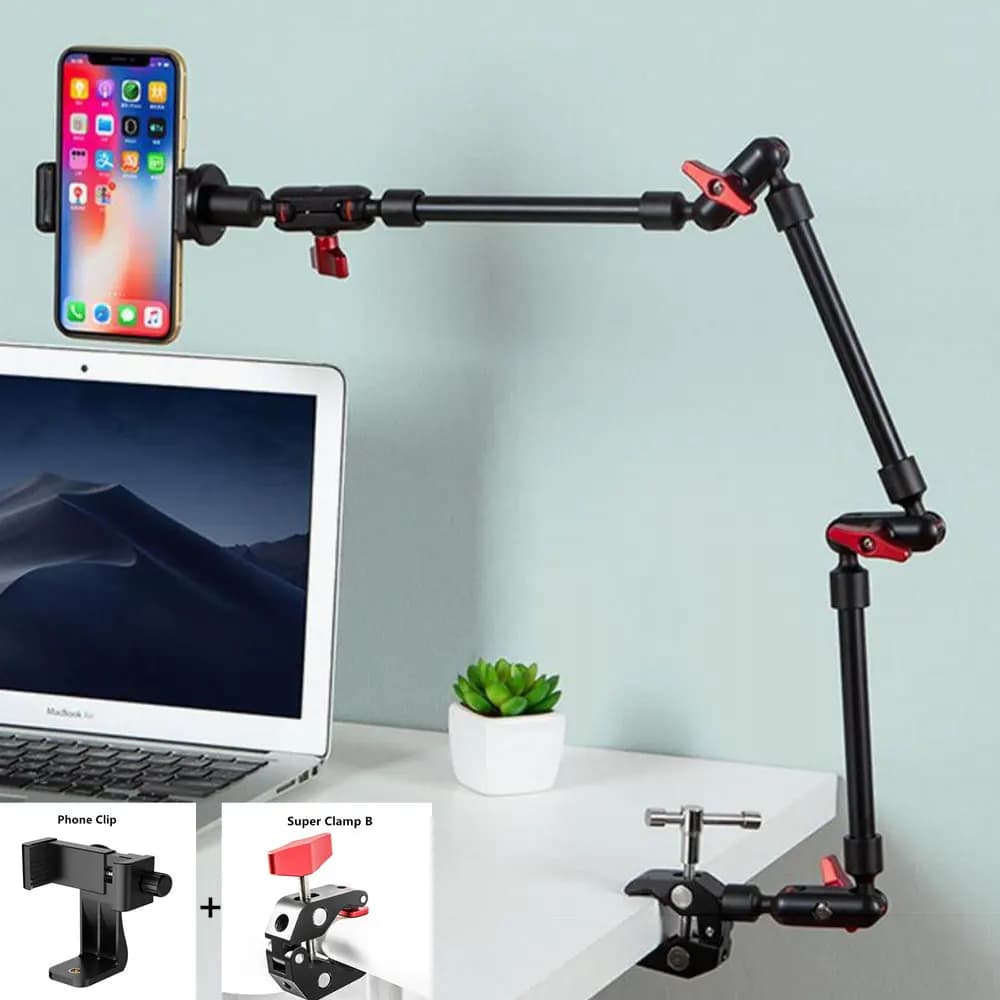 Articulated arm arm for hot camera 32" bracket for action camera Gopro Smartphone Camera clamp for mounting Webcam Photo Studio