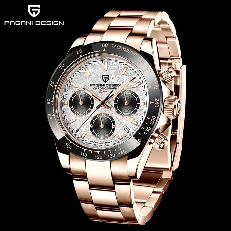 PAGANI DESIGN Cronografo con cronometro per uomo, orologio da uomo al quarzo impermeabile con lunetta da pilota militare, zaffiro VK63, orologio sportivo di lusso