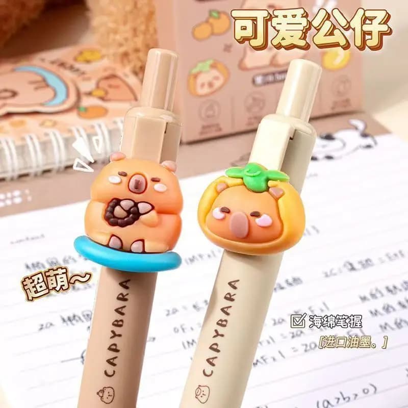4 pz/set Capybara Impugnatura Morbida Tipo di Pressa Penna Neutra Inchiostro Nero Gel Penna A Sfera Ad Asciugatura Rapida Cancelleria Per Ufficio Penna Firma
