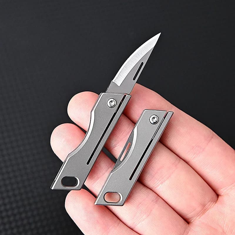 Mini coltello pieghevole in lega di titanio da campeggio esterno portachiavi portatile scatola aperta coltello da tasca regalo strumento EDC