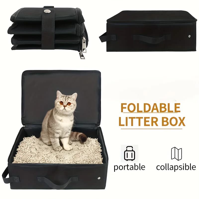 Portable Foldable Cat Litter Tray, Enclosed Odor-Proof Litter Box, Large Anti-Drag Cat Toilet, Detachable And Washable Pet Potty