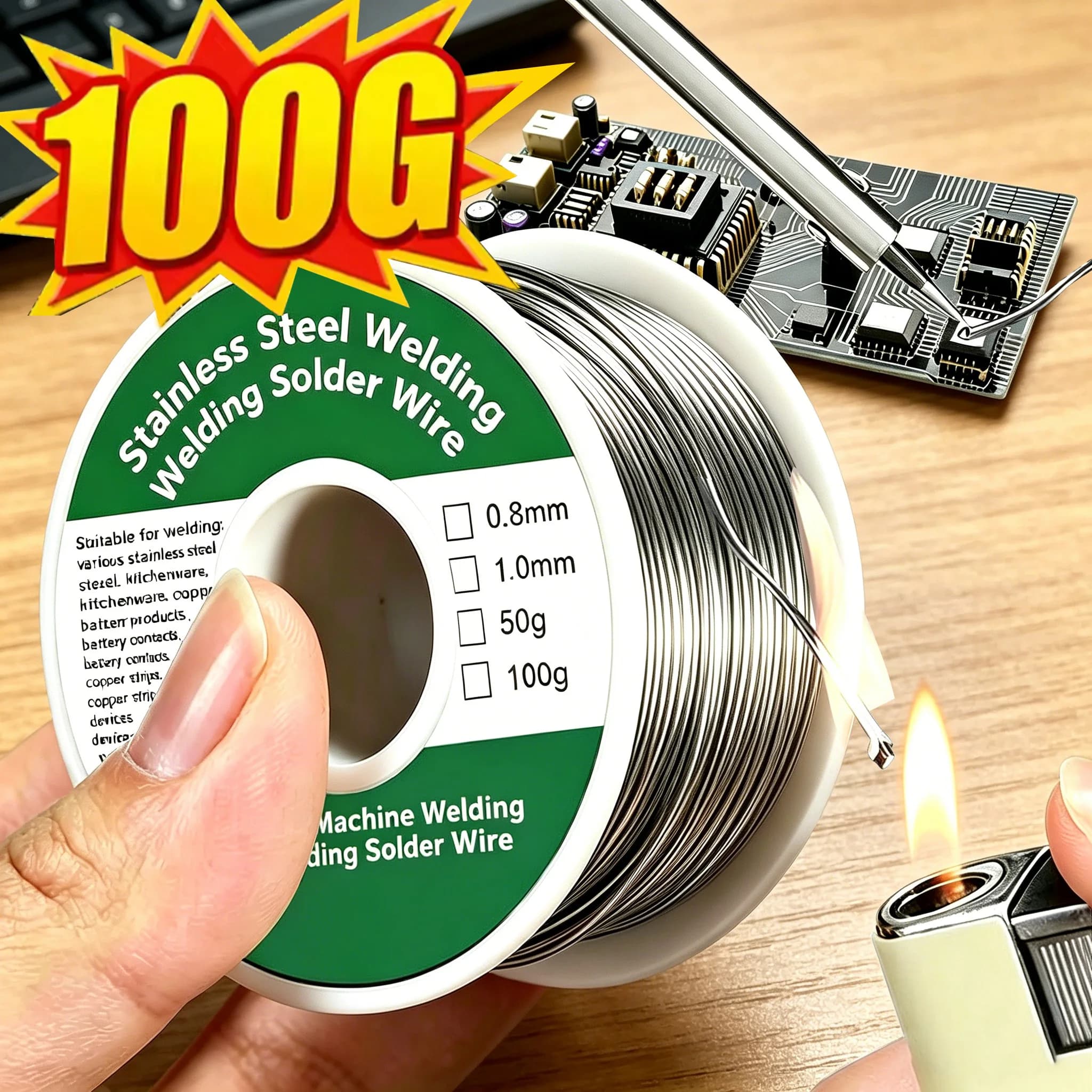 0.8mm 1.0mm 20g 50g 100g Soldering Rods Low Temperature Easy Melt Solder Wire Silver Universal Welding Rod Cored Weld Wire
