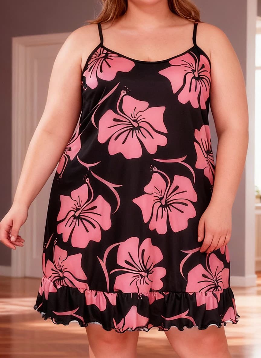 Sexy Night Shirt with Floral Print for Women Plus Sizes, Soft and Breathable, Casual Night Dress for Home and Relax
