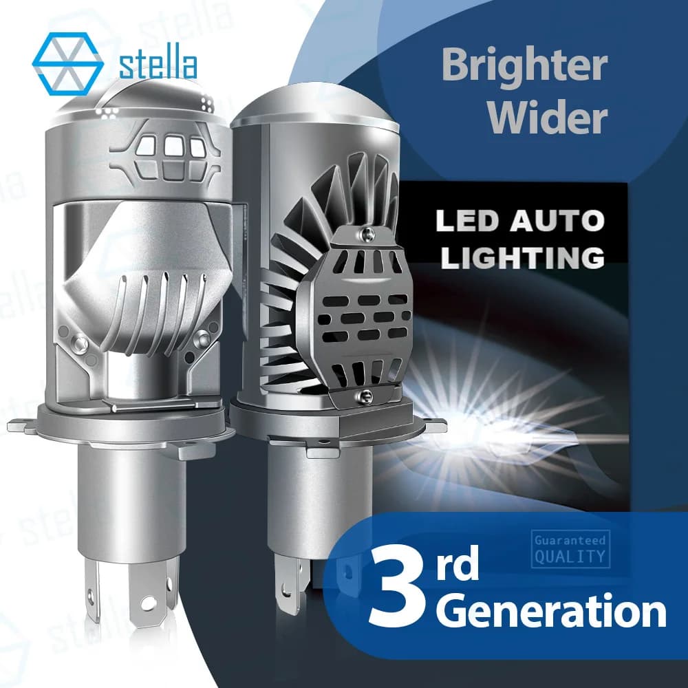 Stella 1 Set 3a generazione H4/9003/HB2 Doppia mini lente LED Proiettore Lampadina per fari Canbus per auto/motore Fascio alto/basso 3500000LM