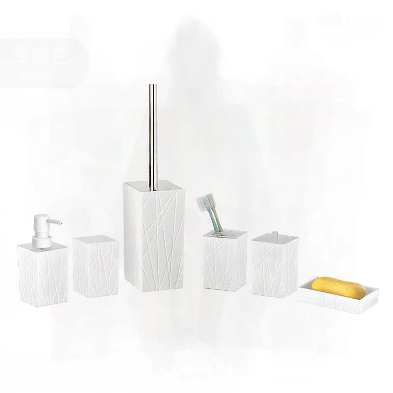 Set da bagno in vetro imitazione Articoli da toeletta in resina compreso lavabo da appoggio in ceramica Scopino per collutorio Tazza per lozione -