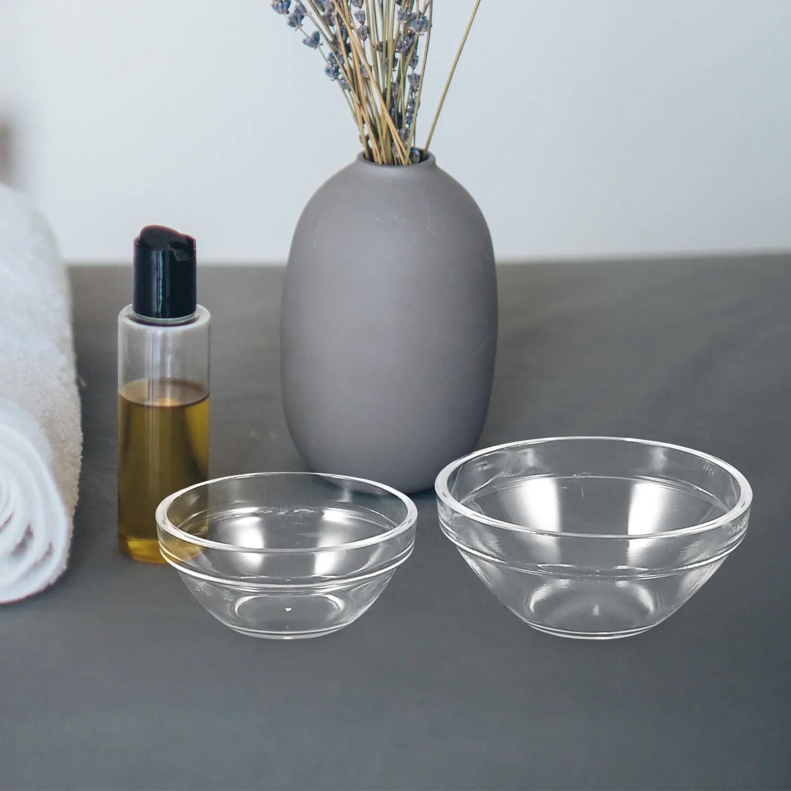 Set di 8 Ciotole Trasparenti in Acrilico per Oli Essenziali, Contenitori in Plastica per Saloni di Bellezza e Massaggi Domestici