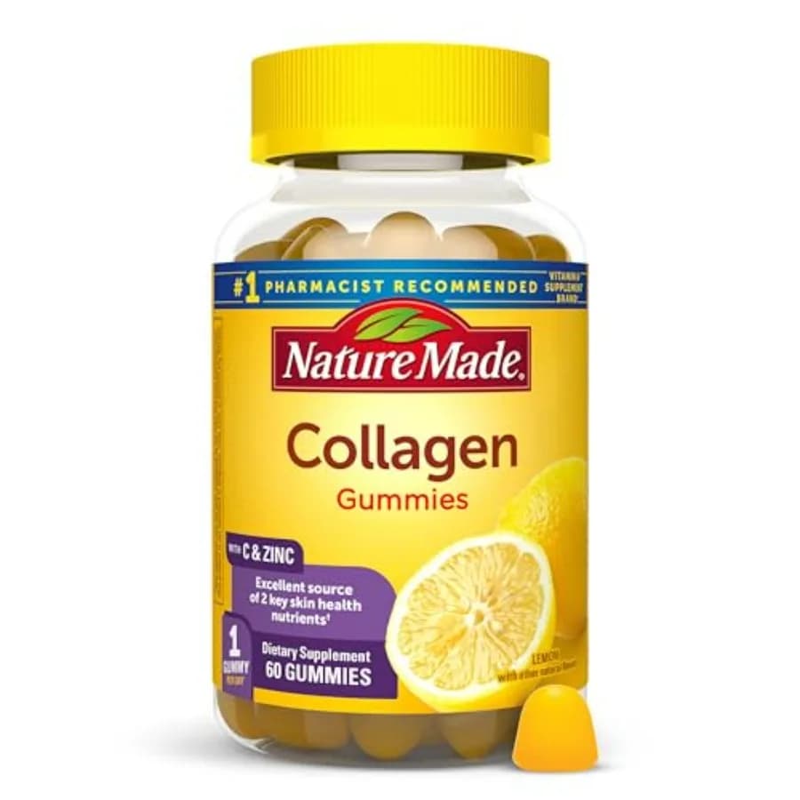 Gomme al collagene con vitamina C, zinco, biotina, peptidi di collagene idrolizzato per donne e uomini, integratore per il supporto della pelle sana.