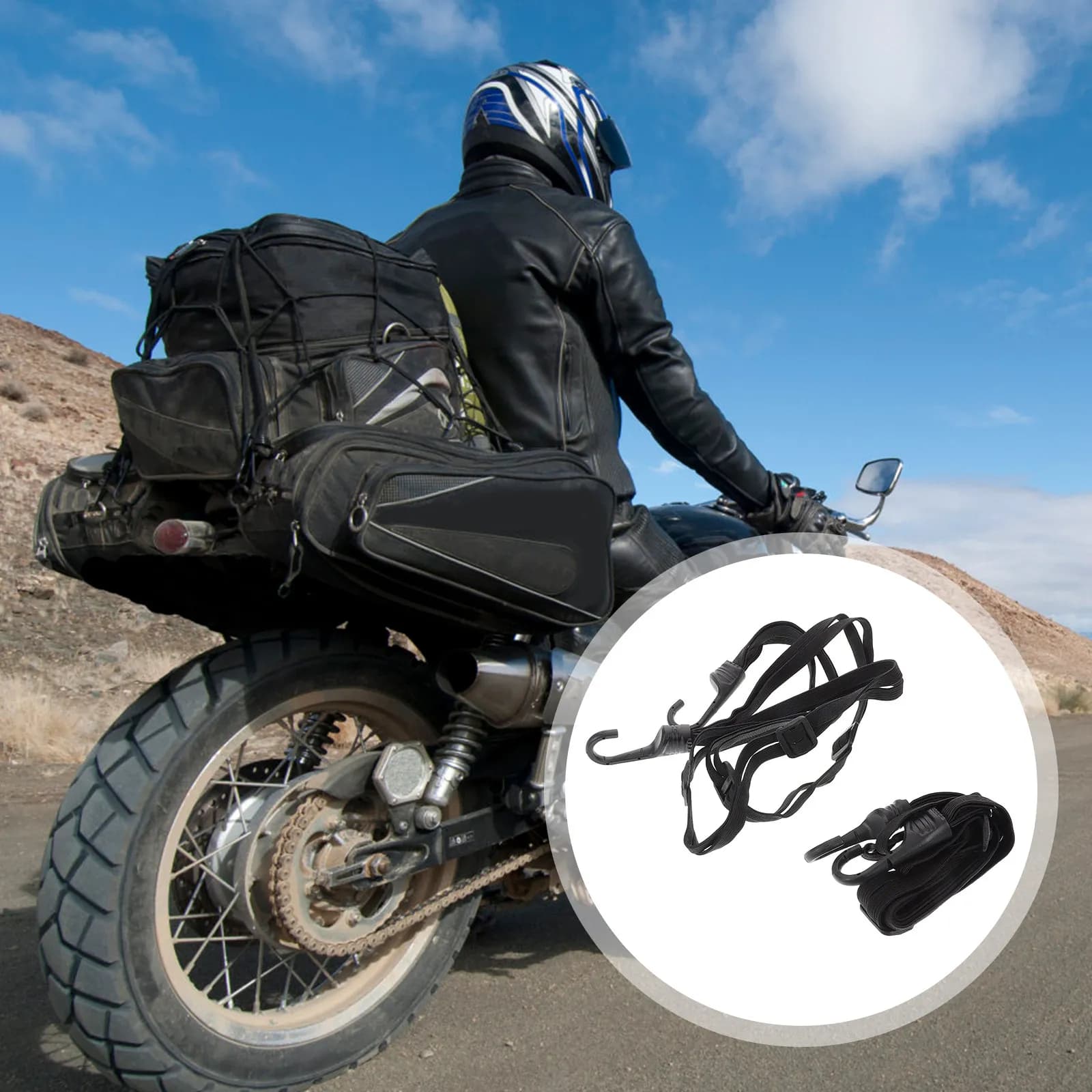 2 Pezzi Cinghie Elastiche in Gomma per Bagagli, Cinghie di Fissaggio Regolabili per Moto e Bici, Corda Elastica per Portapacchi