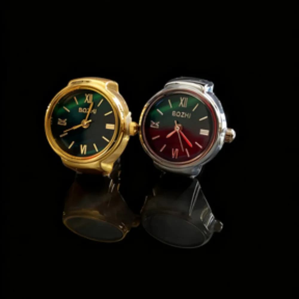 Anello Orologio da Dito di Tendenza, Orologio al Quarzo Vintage Creativo con Movimento a Conchiglia, Gioiello alla Moda per Uomo e Donna, Idea Regalo