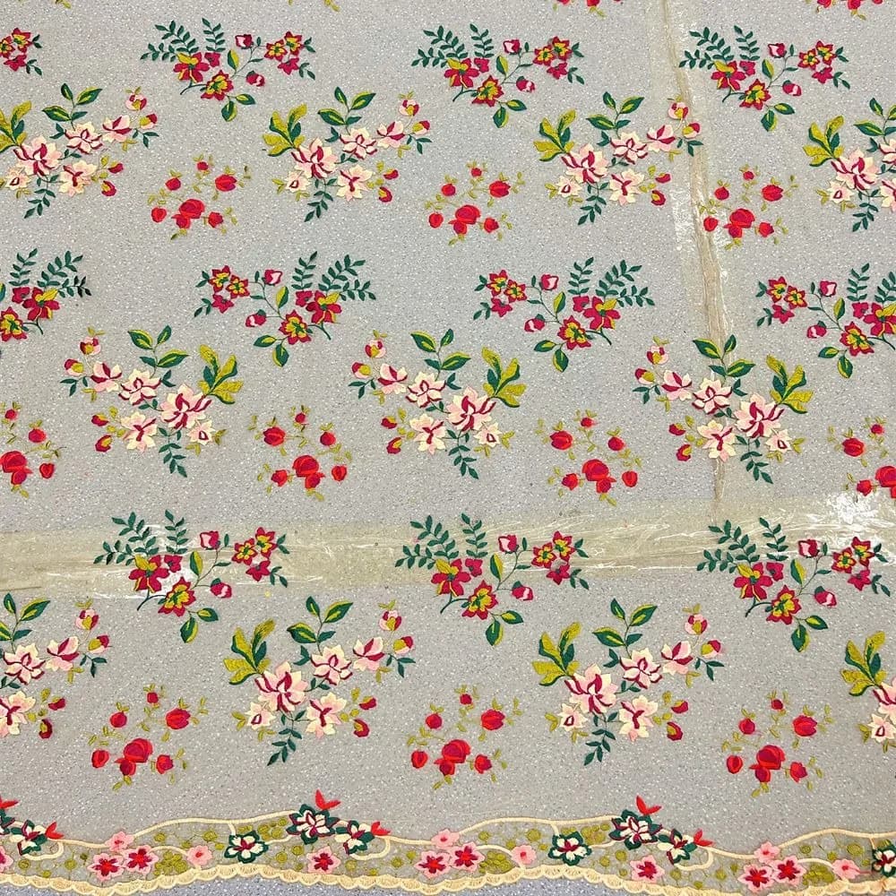 2Yds 130cm Wide Dense version apricot water-soluble soft flower embroidered fabric women's dress lace embroidery fabric F038