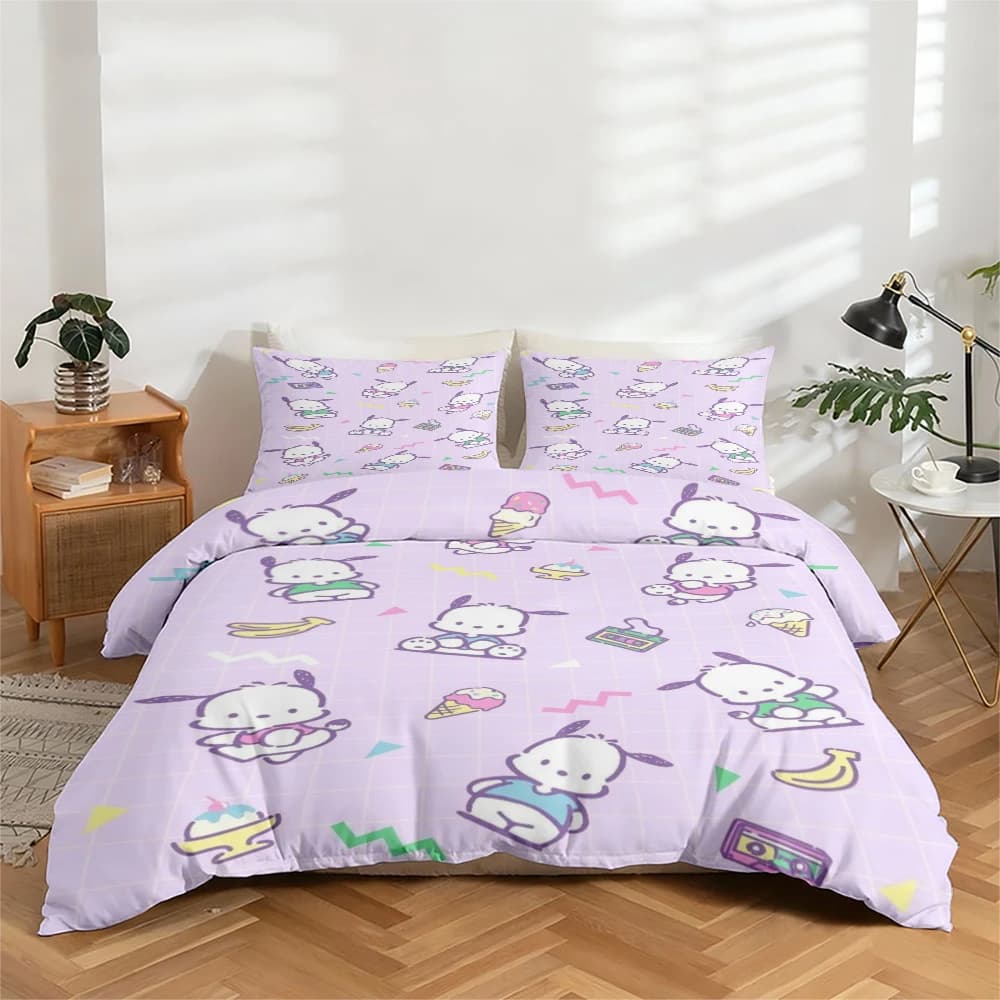 Set di biancheria da letto con stampa digitale ad alta definizione in 3 pezzi con grandi motivi di coniglietti e gelati, include 1 copripiumino + 2 federe, adatto per camera da letto, camera degli ospiti, decorazioni per la casa, copripiumino + federa in fibra di poliestere, biancheria da letto ultra morbida, tessuto spesso, adatto a tutte le stagioni, lavabile in lavatrice
