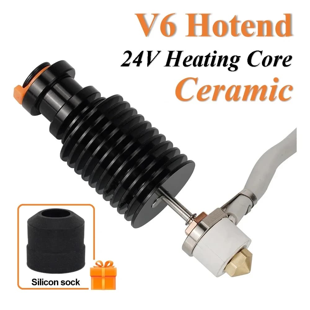 Hotend V6 24V 50W 60W per stampante 3D Voron 0.1/0.2/2.4, testa di stampa con gola bimetallica e nucleo riscaldante in ceramica per Prusa Ender3 CR10 MK3S