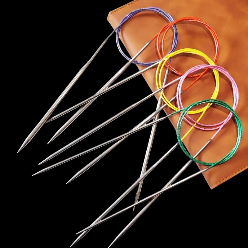 Mu Weaving Generation 80cm Pointed Ring Needle Metal Fixed Ring Sweater Collar Sleeve DIY Knitting
