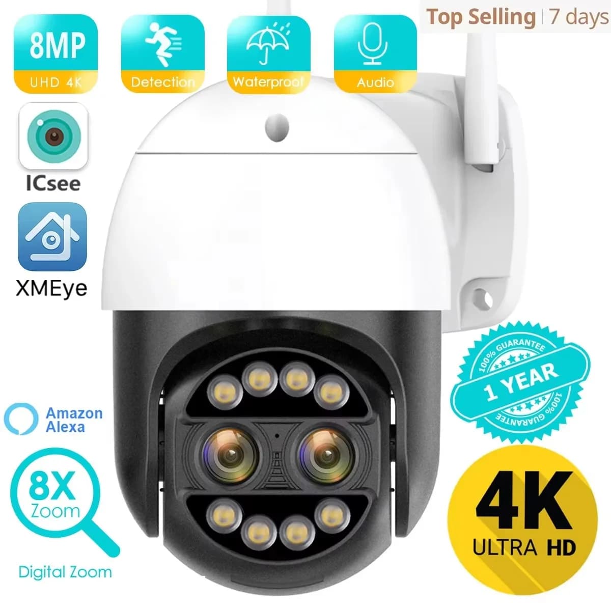 BESDER 8MP 4K 8x Zoom ibrido Doppia lente PTZ Telecamera IP 2.8 + 12mm WiFi Rilevazione umana 4MP Audio Sicurezza Video Sorveglianza