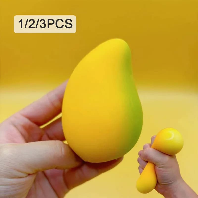 Realistic Mango Squishy Fast Rebound Fruit Squeeze Toy Soft TPR Stress Relief Fidget Toy for Adults Kids
